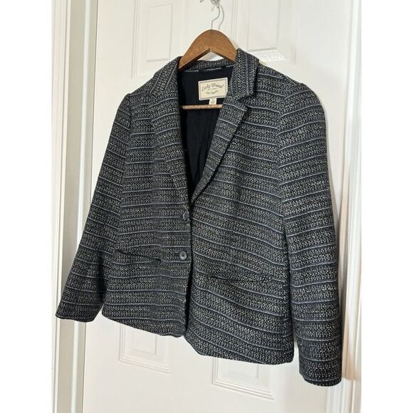 Lucky Brand Black Tweed Button Blazer Size‎ 2 Academia Prep Teddy Girl - Picture 1 of 8